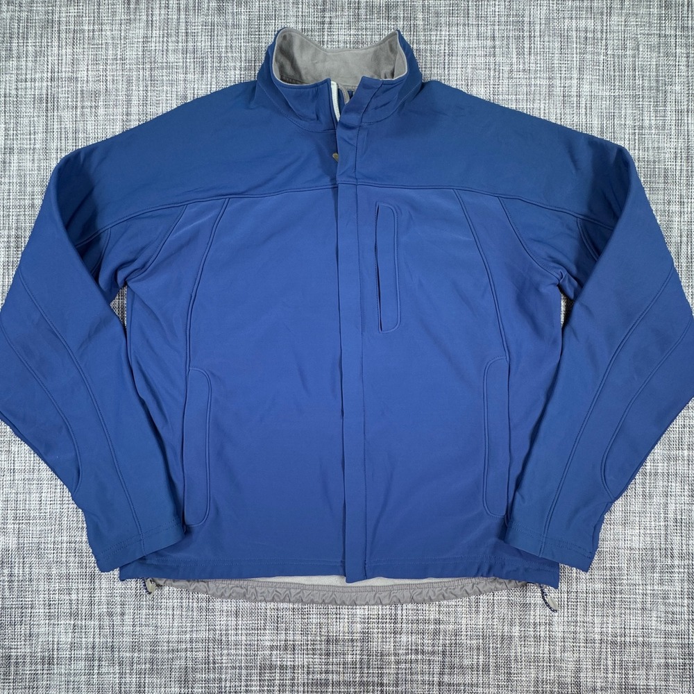 LL Bean Mens XL Regular Blue Softshell Jacket Fleece Lined Full Zip Pockets